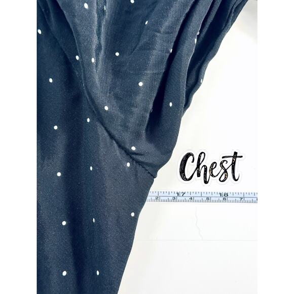 A New Day Women's Polka Dot Midi Dress Size Medium Black Long Sleeve V-Neck NWT - Picture 11 of 13